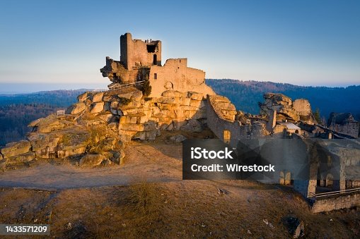 istock Ruins of a castle in Flossenburg on top of a mountain with a beautiful landscape in the background 1433571209