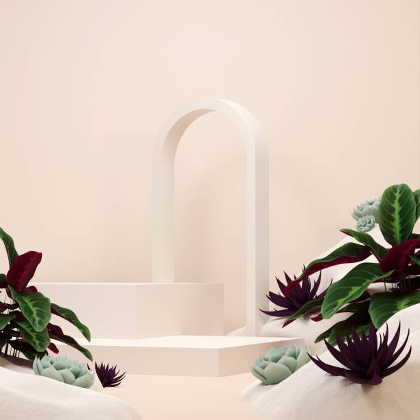 istock 3D rendered illustration of an empty podium surrounded by plants 1433575174