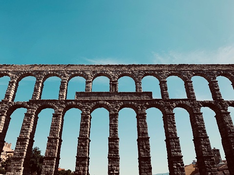 The Aqueduct of Segovia in Spain in the morning light
