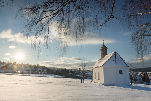 The Brno Lisen chapel on a sunny winter day, Czechia