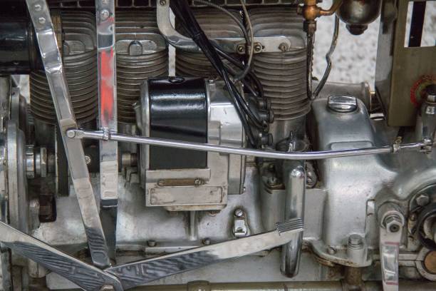 istock Closeup of details of old glossy engine 1433577480