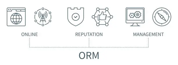 Vector illustration of Online Reputation Management vector infographic in minimal outline style