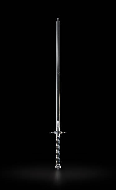 istock Glass sword with metal handle. Guard sword made of glass. 3d rendering 1433584367