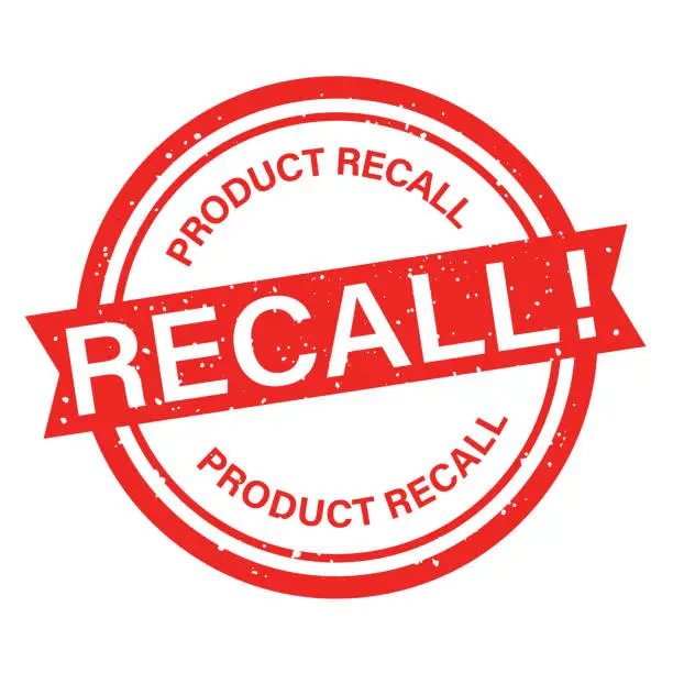 Vector illustration of Red Product Recall Stamp  On Transparent Background