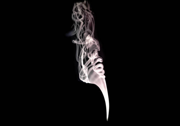 istock Beautiful white abstract steam from tea or coffee on a black isolated background 1433595938