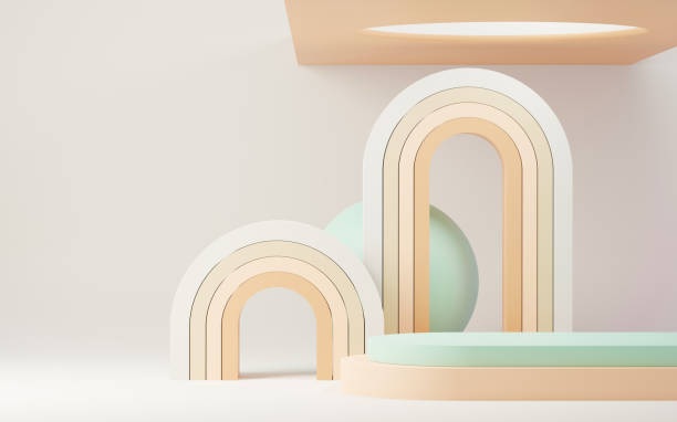 istock 3d render abstract display podium platform for  product presentation and advertising. Minimal scene backdrop with clean design. Vacant pedestal for mock up. Empty stage with pastel color for cosmetic. 1433597912