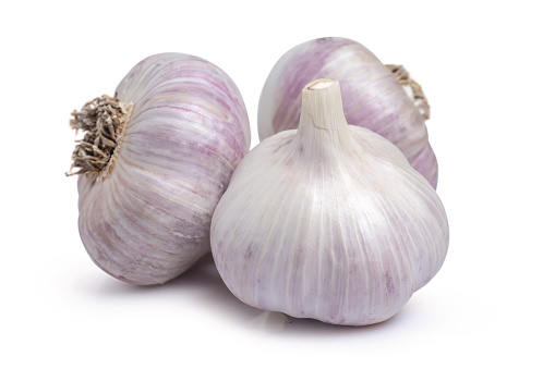 Fresh aromatic vegetables - garlic, onion, fennel on a rustic wooden table, free copy space