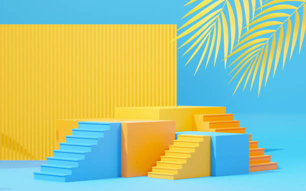 istock 3d render abstract display podium platform for  product presentation and advertising. Minimal scene backdrop with clean design. Vacant pedestal for mock up. Empty stage with pastel color for cosmetic. 1433604430