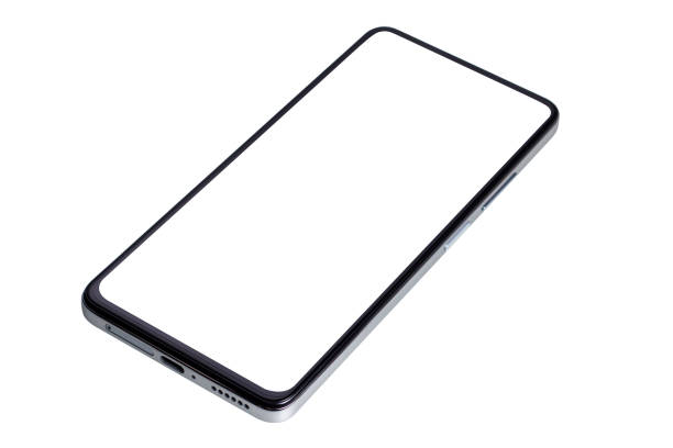 istock black smart phone with blank screen isolated on white background. 1433604944