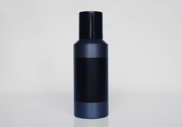 Reusable Metal Black Water Bottle On White