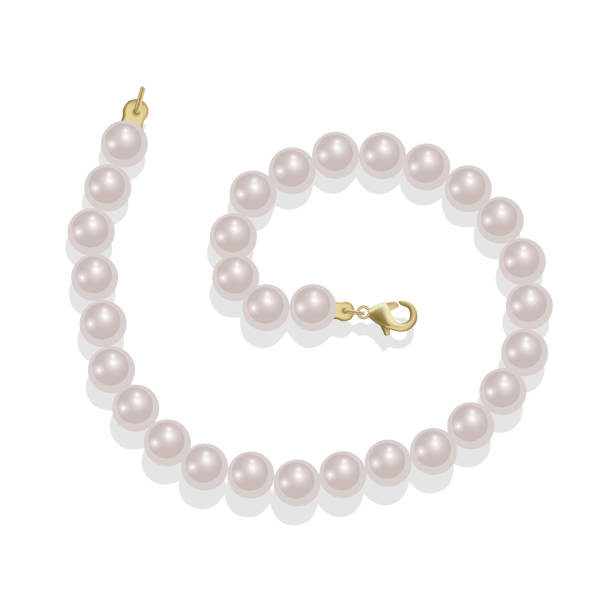 istock 3D shiny natural white pearl garlands, beads on white background. Wedding theme. Vector illustration 1433617300