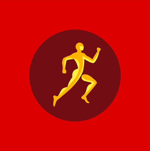 ilustrações de stock, clip art, desenhos animados e ícones de sport icon of athletic, running, marathon - olympic athlete muscular build winning