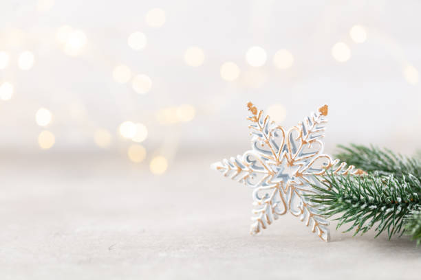 istock Christmas background with fir branches, decor on bohek background. 1433619355