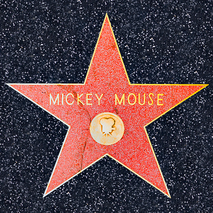 Hollywood, California - October 16, 2019: Michael J Fox star with  Camera Logo on Hollywood Walk of Fame. This star is located on Hollywood Blvd. and is one of 2700 celebrity stars.
