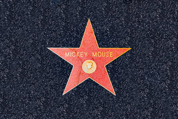 closeup of Star on the Hollywood Walk of Fame for Mickey Mouse stock photo