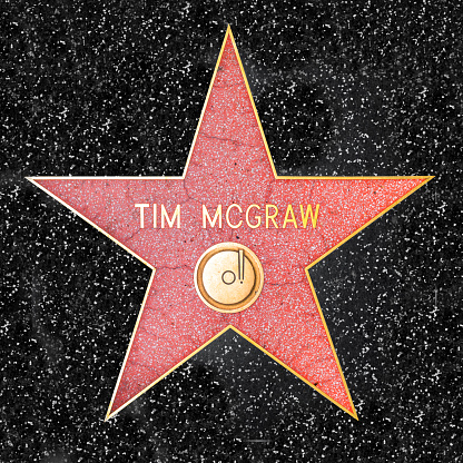 Los Angeles, USA - March 5, 2019: closeup of Star on the Hollywood Walk of Fame for Tim Mcgraw.