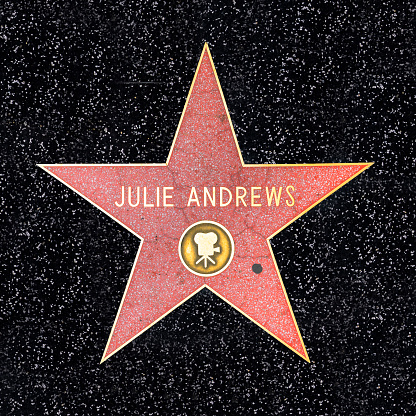 Los Angeles, USA - March 5, 2019: closeup of Star on the Hollywood Walk of Fame for Julie Andrews.