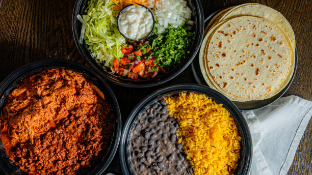 A variety of food items are displayed in an appetizing way.