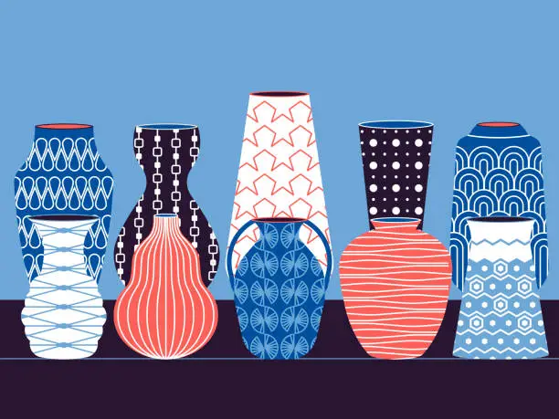 Vector illustration of Pots and vases