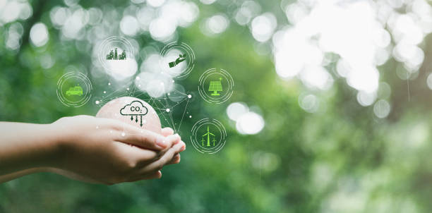 istock Footprint with Reduce CO2 emission concept. Sustainable development and green business based on renewable energy. Renewable energy-based green businesses can limit climate change and global warming. 1433626021