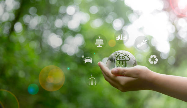 istock Footprint with Reduce CO2 emission concept. Sustainable development and green business based on renewable energy. Renewable energy-based green businesses can limit climate change and global warming. 1433626060