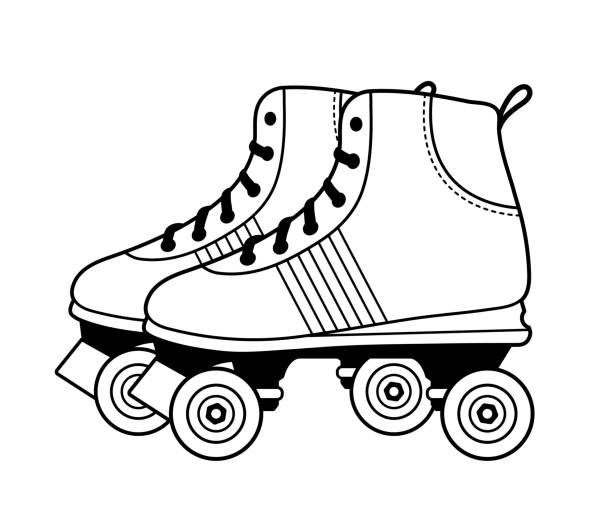 illustrations, cliparts, dessins animés et icônes de vecteur de chaussures de patin à roulettes noires et blanches - faire du patin à roulettes