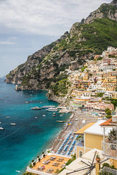 The beautiful and rural cliff side town of Positano on the Amalfi Coast of Italy stock photo