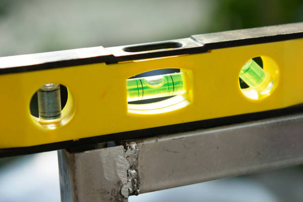 istock Spirit level or construction water level on steel pipe 1433631882