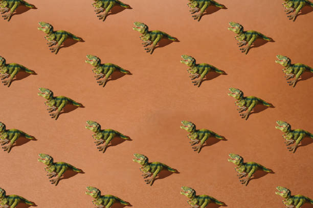 istock Dark green color Tyrannosaurus rex minimal pattern on a brown background. 1433632443