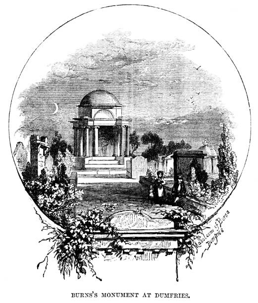 robert burns' mausoleum, dumfries, scotland; 18th century british literature - dumfries 幅插畫檔、美工圖案、卡通及圖標
