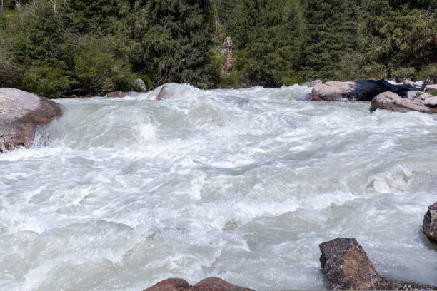 istock A beautiful stormy mountain river of milky hue flows rapidly among 1433636268