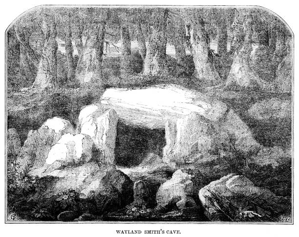 illustrazioni stock, clip art, cartoni animati e icone di tendenza di wayland's smithy, grotta del primo neolitico - prehistoric antiquity illustrations