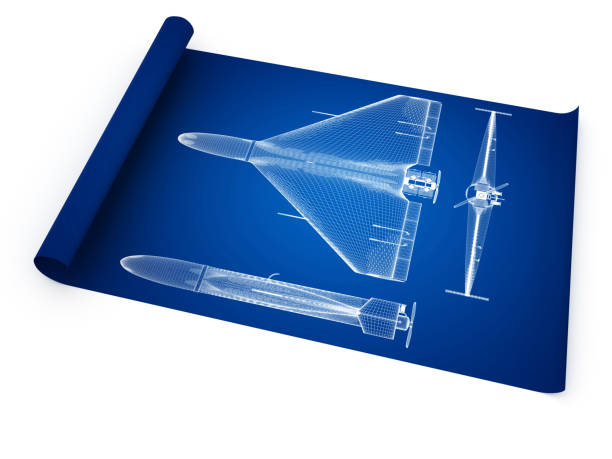 Iranian loitering munition autonomous swarm pusher-prop aerial drone blueprint isolated on white