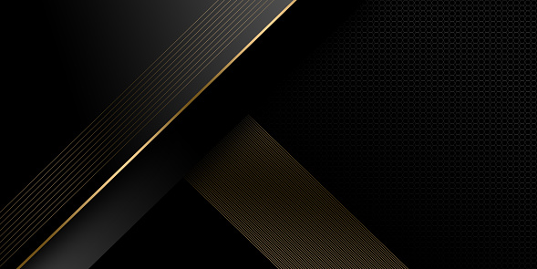 Gold black abstract background with golden lines