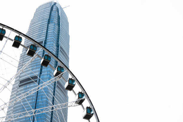 architectural detail shot of a skyscraper in hong kong