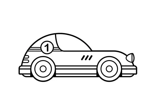Vector illustration of Race car - kids coloring page vector line art
