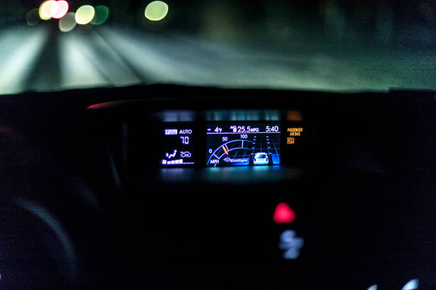 Subaru Forester dashboard thermometers showing internal car temperature at 70 degrees Fahrenheit, and external temperature at minus 4 degrees (!!) Fahrenheit while driving at night on January, 7, 2018 near Rochester, New York State.
