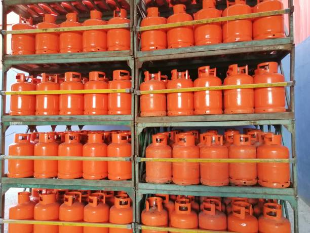 istock Stacks of LPG gas cylinder 1433657587