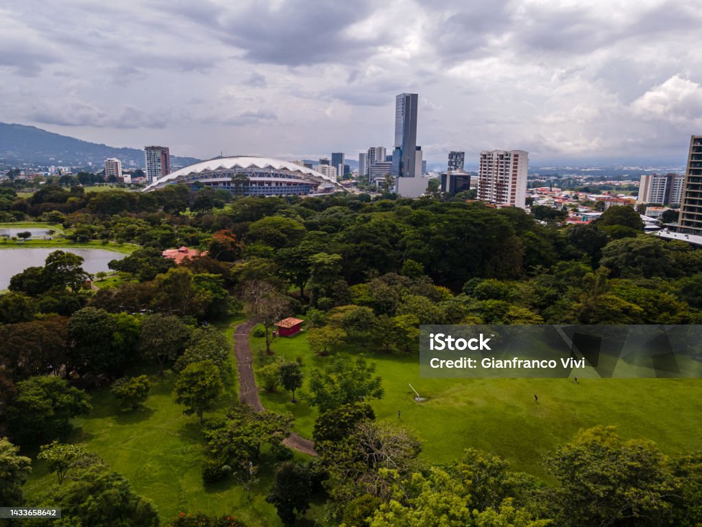 Beautiful aerial view of the Sabana Metropolitan Park in the center of San José Costa Rica San Jose - Costa Rica Stock Photo