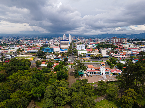 Beautiful aerial view of the Sabana Metropolitan Park in the center of San José Costa Rica