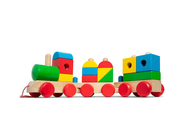 istock Wooden train toy isolated on white background 1433660090