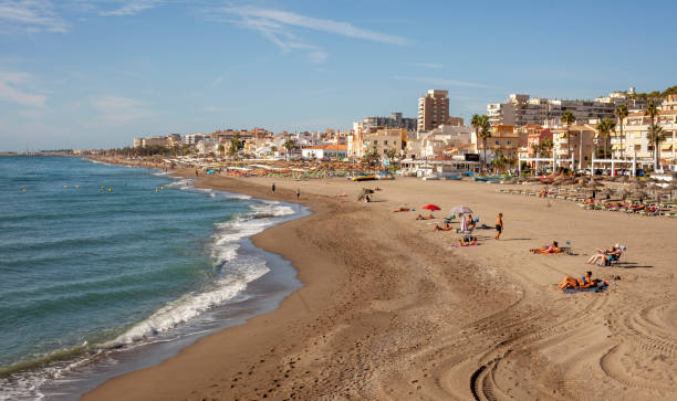 Torremolinos in the Costa del Sol Editorial Torremolinos, Spain - September 26, 2022: Torremolinos in the Costa del Sol, one of the first tourist resorts to be developed in Southern Spain. torremolinos beach stock pictures, royalty-free photos & images