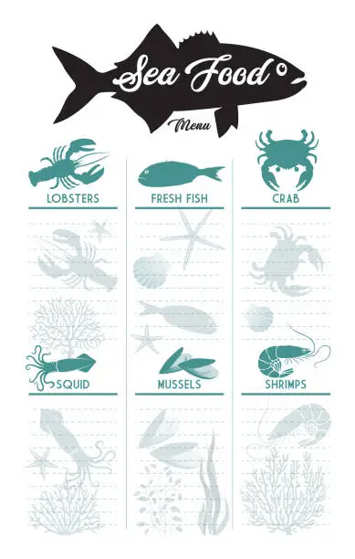 Vector illustration of fish menu