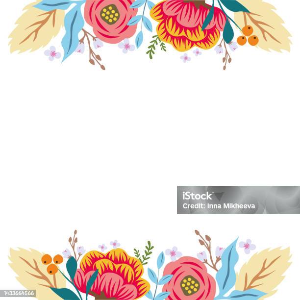 Rectangular Frame With A Flower Pattern Stock Illustration - Download ...