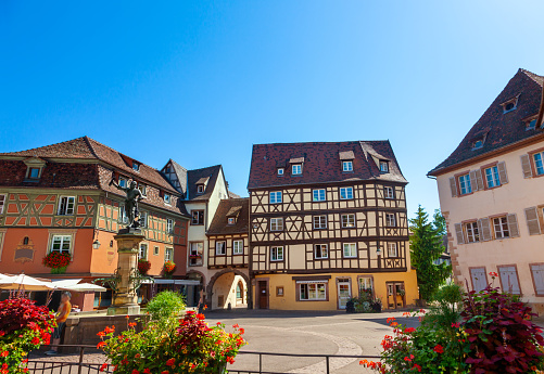 The traditional buildings in the old town of Colmar.