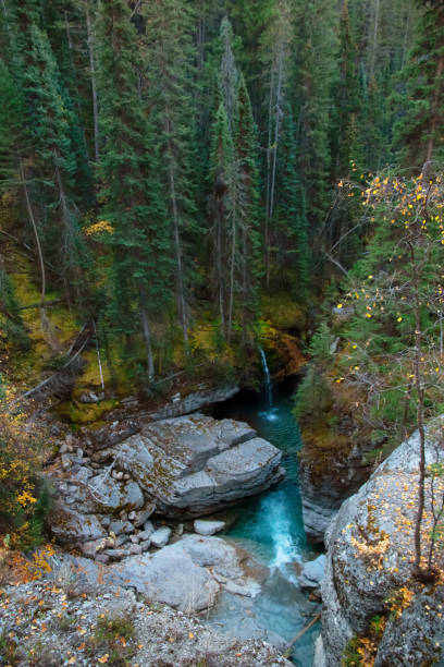 istock Hidden little waterfall among trees and cliffs of the canyon. 1433668489