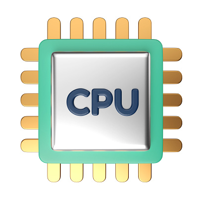 This is Processor 3D Render Illustration Icon, high resolution jpg file, isolated on a white background