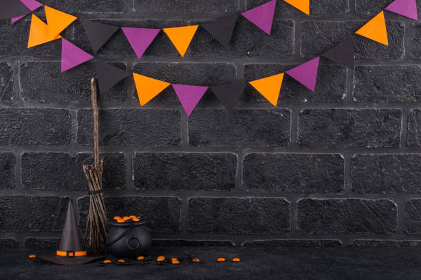 istock Halloween background with witches hat 1433672332