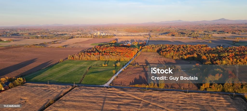 Autumn leaves from the air in Canada Above Stock Photo