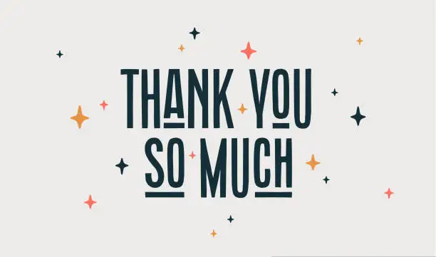 Vector illustration of Thank You So Much, hand drawn lettering